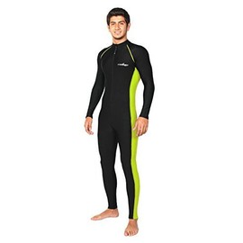 Adults Full Body Swimsuit Sun Guard Stinger Suit Dive Skin UPF50+ Black Yellow (XXL)