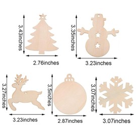 QYDMIN Pack of 50 Wooden Christmas Tree Pendants, DIY Christmas Decoration, Wooden Christmas Tree Decoration Pendants, Christmas Decoration for Christmas Gifts, Crafts, Gift Box for Painting and