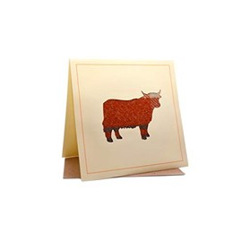 Highland Cow Tweed Tartan Wool Fabric Silhouette Scottish Scotland Greeting/Birthday Card