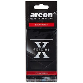Areon X Auto Lufterfrischer Erdbeere Duft Schwarz Anhänger Aufhänger Spiegel Autoduft Pappe 2D ( Strawberry Set Pack x 3 )