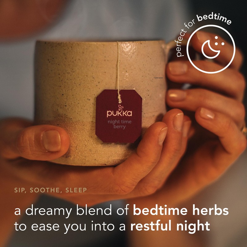 Pukka Organic Night Time Berry Herbal Tea with Chamomile, Echinacea,