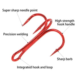 UperUper 200 Pack Fishing Treble Hooks Kit High Carbon Steel Hooks Strong Sharp Round Bend with Split Rings for Lures Baits Saltwater Freshwater Fishing Size 2# 4# 6# 8# 10#