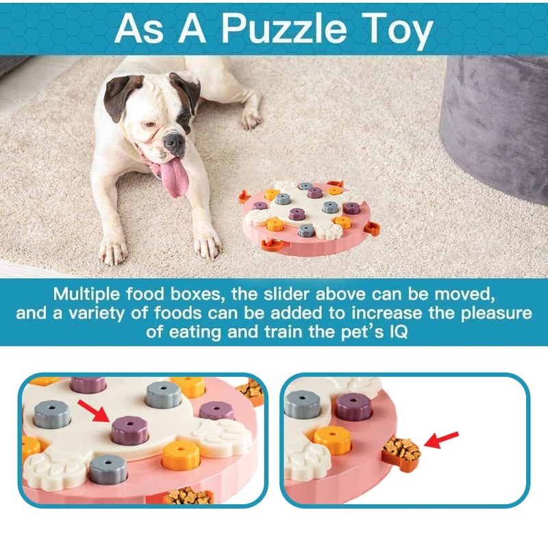 Interactive Pet Treat Dispenser - Slow Feeder, Brain Game, Puzzle,