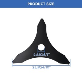 2 Pack 10 Inch Brush Cutter Blades 3 Teeth Durable Steel Weed Wacker Blades Replacement Trimmer Blade Compatible with Husqvarna, Stihl, Ego, Oregon, Hitachi, Makita Brush Cutter, Weed Wacker