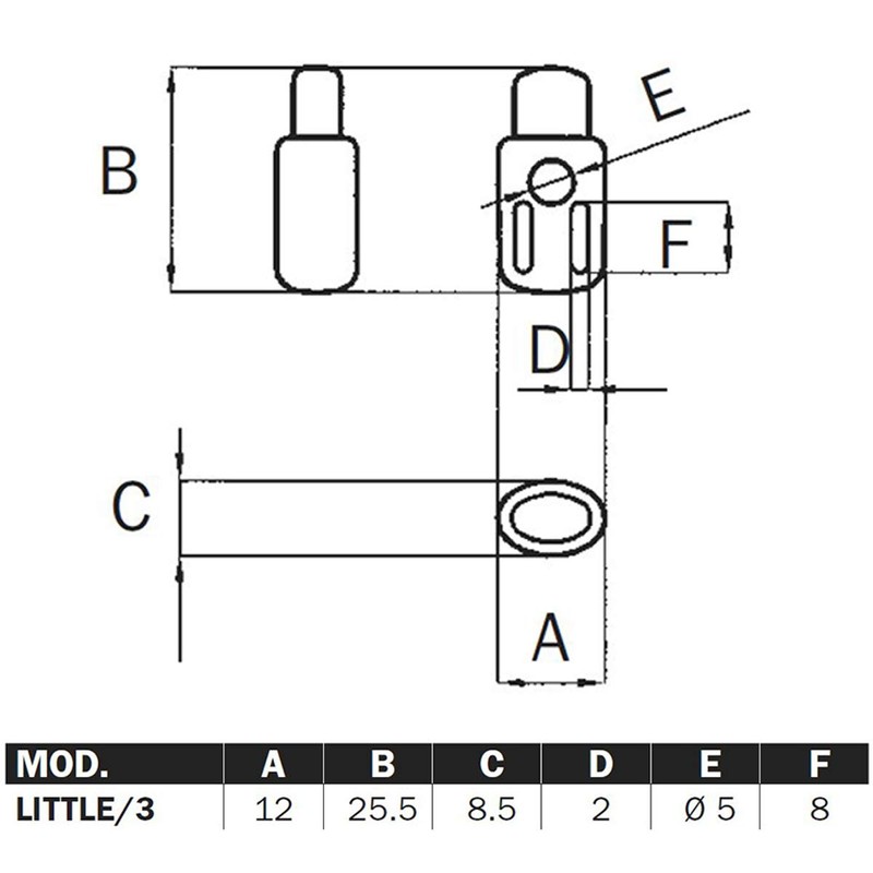 Due Emme 2M Cord Stopper with Slots for Sewing -LITTLE/3
