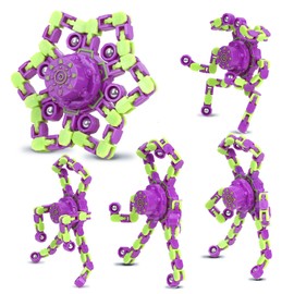 Easter Basket Stuffers for Kids, 4PCS Transformable Fidget Spinners for Kids and Adults, Stress Relief Sensory Toys Fingertip Gyros Easter Birthday Party Favors for Boys and Girls (PurpleGreen)