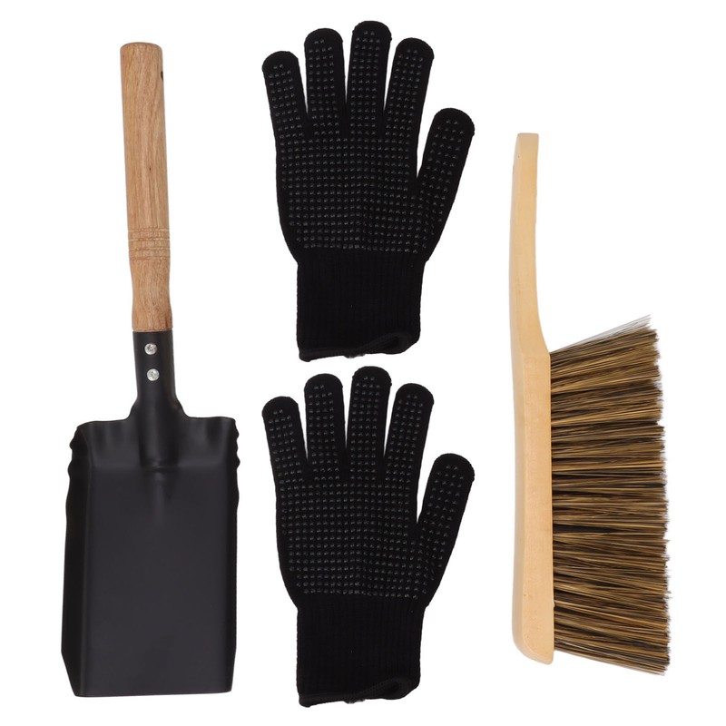 Fireplace Ash Shovel Brush Set Coal Hearth Clean Tools for