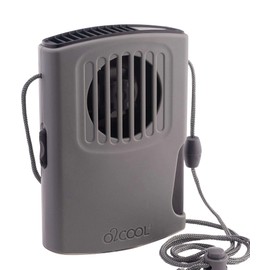 O2COOL Misting Neck Personal Travel Battery Powered Deluxe Cooling Fan, Single Pack (Gray)
