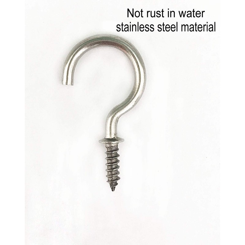 IDEALSV 304 Stainless Steel Screw Ceiling Hooks, 7/8 Inch Screw-in