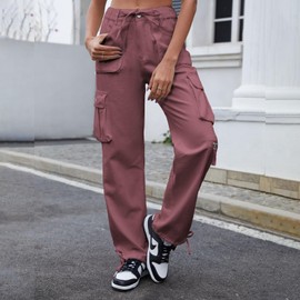 Cargo Pants Women Tactical Baggy Hiking Cargo Pants with 9 Pockets Cotton Military Casual Army Combat Work Pants,Purple Gray 2XL