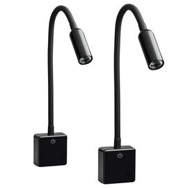 SEBSON LED Socket Lamp Dimmable Black - Set of 2 - Light for Socket 4 W, Plug Light Flexible Neutral White 4000 K, Reading Lamp, Night Light