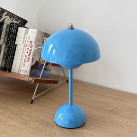 uga collective Vintage Style Dome Table Lamp, Crystal Flowerpot Table Lamp Portable Cordless Mushroom Lamp | Mushroom Lamp Cordless | Touch-Enabled Nordic | Portable Art Deco (Blue)
