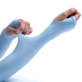 A03 Men's Ice Silk Sun Protection Arm Sleeves for Summer Outdoor Activities Thumb Skin Color + Boxed 20ea