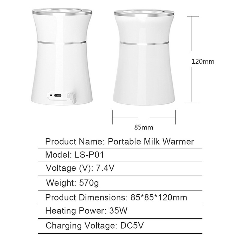Rechargeable Bottle Warmer Portable Milk Warmer for Baby Milk Heater