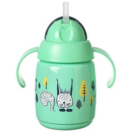 Tommee Tippee Superstar Weighted Straw Cup for Toddlers with INTELLIVALVE 100% Leak and Shake-Proof Technology and Hygienic BACSHIELD Antibacterial Technology, 6m+, 300ml, Pack of 1, Green