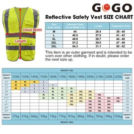 GOGO Safety Vest Reflective Vest with 9 Pockets & Zip, black