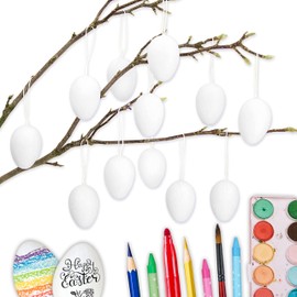 12 white papier-mâché Easter eggs | Classic Easter decoration for branches and Easter arrangements | Eggs to paint and write on 4x6 cm | Easter 2021