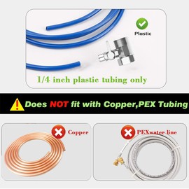 WINGSOL WINGSOL 1/2 and 3/8 Brass Feed Water Adapter, 3 Way Angle Stop Valve for Reverse Osmosis Water Filters, Ice Maker, Refrigerator, Come with 2 Converters