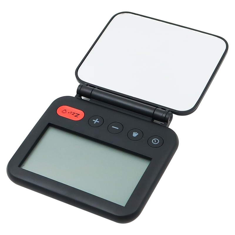 POFET 2-Level Backlight Folding Cover Travel Alarm Clock Calendar Temperature