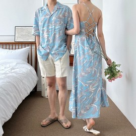 Unisex Summer Look Wave Beachwear Couple SH221 Shirt/FREE