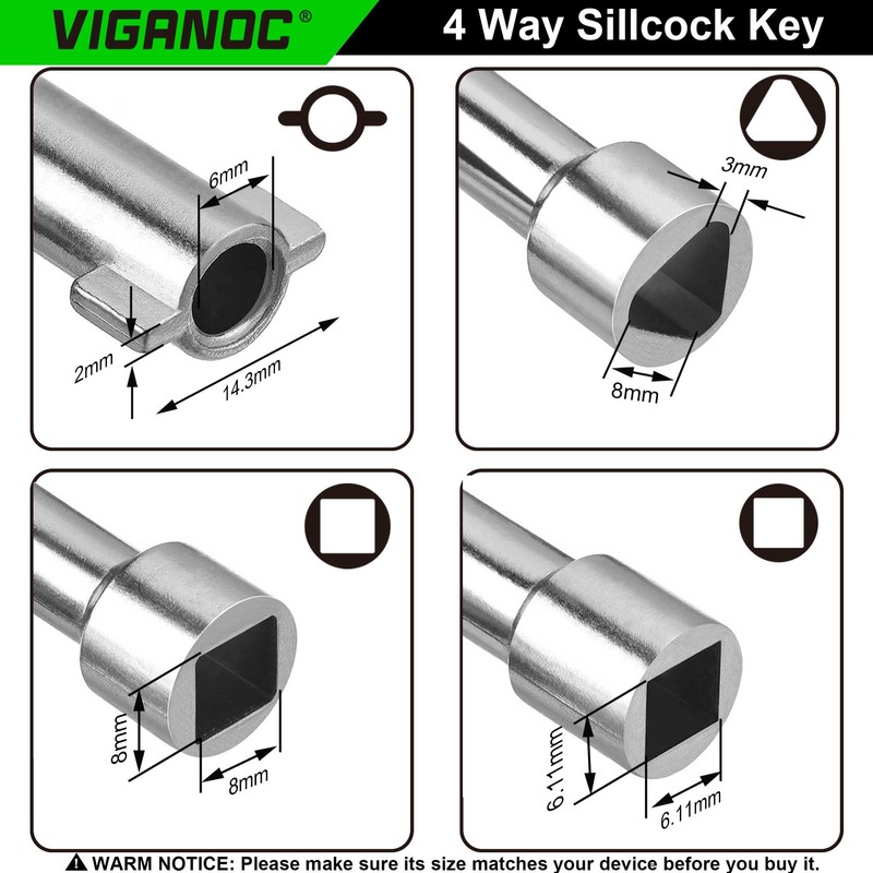 Viganoc 2Pc. 4 Way Sillcock Key Set, Utilities Key, Multi-Functional