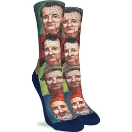Good Luck Sock Women's Bill Murray Crew Socks - Blue, Adult Shoe Size 5-9