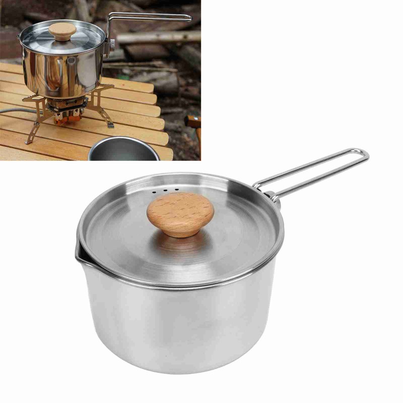 Camping Pot 304 Stainless Steel Portable Camping Kettle with Foldable