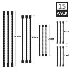 LOIUO 15PCS Silicone Cable Ties Reusable Twist Ties Steel-Core Black Straps Organizer All Purpose Bendable Cord Tie for Indoor Outdoor Holding Securing and Wrapping (4 6 12 18 24 inch)
