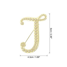 PATIKIL Letter Brooch Pins, Pearl Initial Alphabet J Letter Lapel Badges Pin for Women Men Girl Wife Suits Clothes Dress Bouquet Coat Hat Bag Craft Party, Gold Tone