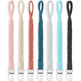 Clips para chupete para bebés y niñas, soporte trenzado hecho a mano, clips para chupetes de bebé, clips de algodón más suaves, para recién nacidos, se adapta a todos los chupetes, unisex, para baby shower, regalos de cumpleaños