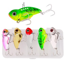 FANGBLUE - Señuelos de pesca de metal VIB de 3/4 oz (20 g) de hoja giratoria dura, cucharas de fundición larga para lubina, accesorios de pesca de trucha, 5 unidades, 20 g)