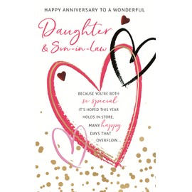 Daughter & Son-in-Law Embellished Anniversary Greeting Card Words to Cherish WCH041
