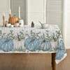 Artoid Mode Buffalo Plaid Blue Pumpkins Eucalyptus Autumn Table Cloth,
