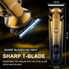 Hattekerひげトリマーセット電気かみそりかみそり専門ヘアカット、隙間ゼロT型ブレードトリマー付き鼻耳ひげトリマー男性防水コードレス美容セット6 in 1(ゴールド)