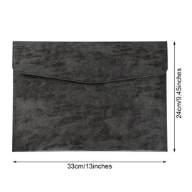 Enyuwlcm PU Leather A4 File Folder Document Holder Stylish Portfolio Envelope Folder Case with Snap Closure for Receipt Contract Black
