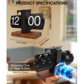 Irosiy Retro Flip Clock - Flip Clock Vintage Desk Clock Digital Automatic Turning, Battery Operated Mechanical Desk Clock, Black - Ideal for Home, Office, Room DecorBattery not Included