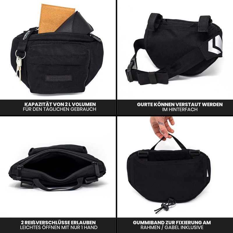Bomence Small Bicycle Handlebar Bag Waist Bag 2-in-1, Belt Bag,