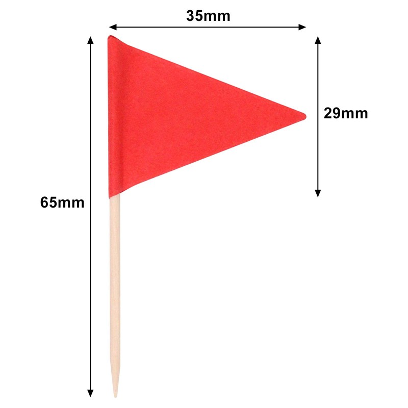 SWZHAI 100 Pcs Mini Red Flag Toothpicks, Triangle Cupcake Toppers