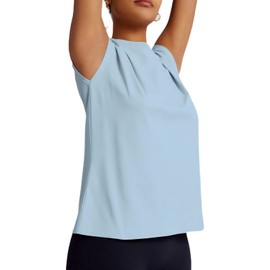 Women's Athletic Shirts Moisture Wicking Tennis Tops Exercise Gym Workout Tee Cap Sleeve Light Blue L