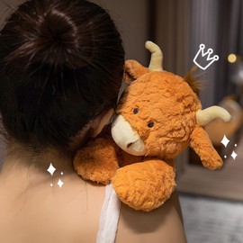 TONGSONG Plush Brown Cow Stuffed Animal Soft Plushies Huggable Cartoon Brown Cow Plush Toy Cattle Cute Yak Animal Cuddle Gifts for Kids and Lovers 12.6 Inch