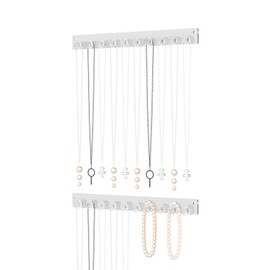 Ausalivan Wall Mounted Hanging Necklace Organizer Holder,Small Necklace Hanger Wall Mount,Acrylic Jewelry Hooks Storage Long Necklace,Closet Hanging Bracelet Display Stand (2)
