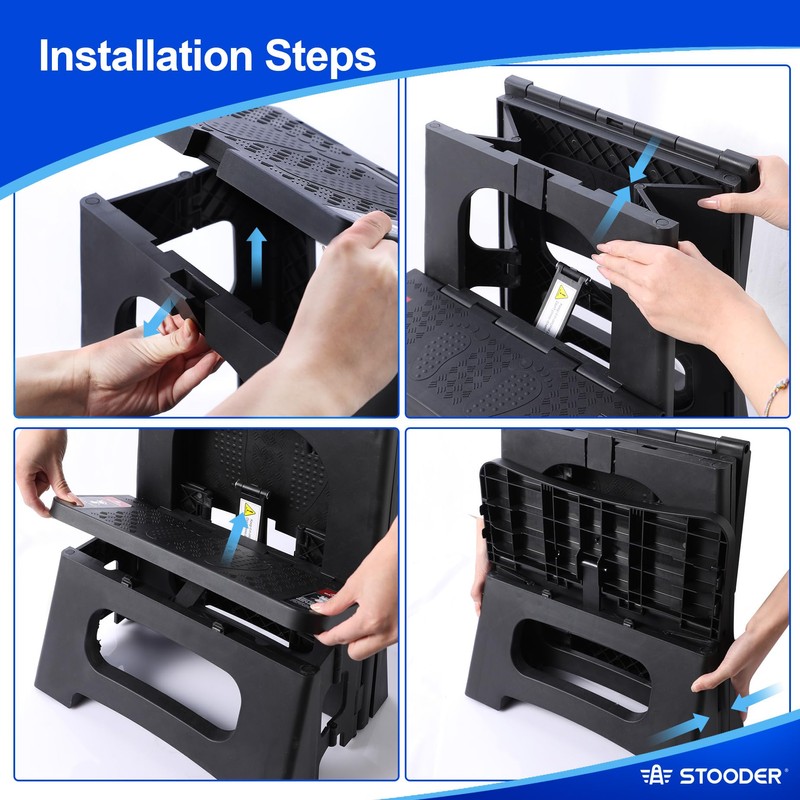 STOODER Folding 2-Step Stool - Upgraded Stable A-Frame, Safety Lock,