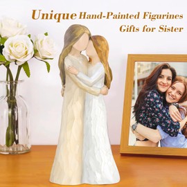 SXJINGLIMY Hugging Mother and Daughter Figurine Statue, Birthday Gifts for Mom from Daughter, Sister Favor for Best Friend Women for Birthday Wedding Commemorative Keepsake