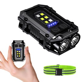 Vefhby Clip on Flashlight, 8 Modes Running Light for Runners Rechargeable Safety Lights Portable COB Flashlight for Night Working, Running, Camping, Fishing, Hiking, Dog, Gift