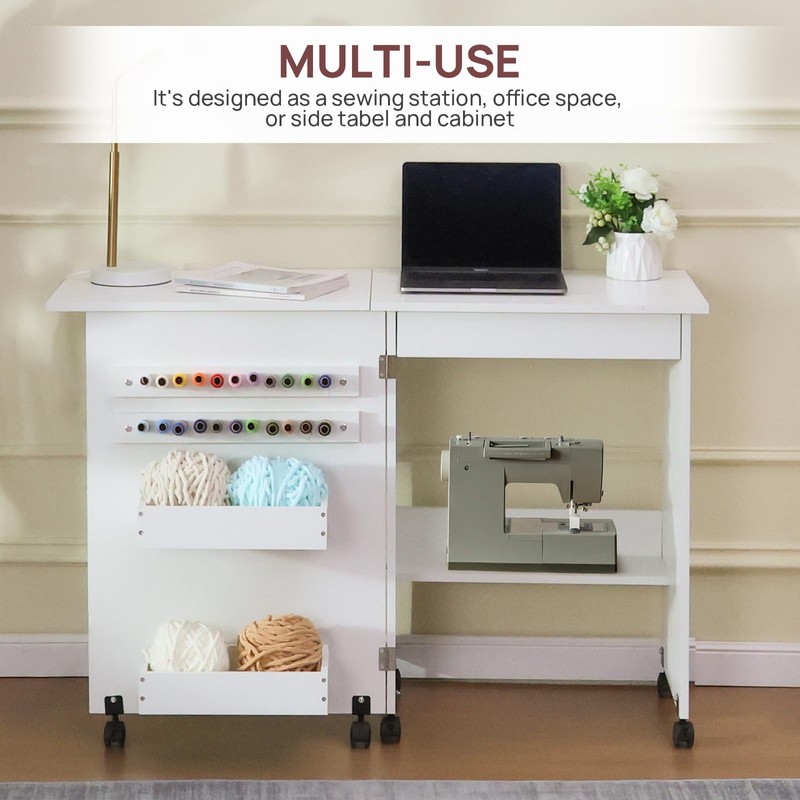 walsport Folding Sewing Table Multipurpose Craft Station & Side Desk