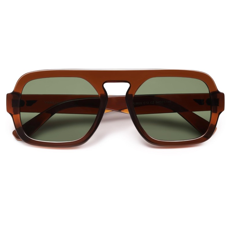 VANLINKER Retro Square Aviator Sunglasses for Women Men 70s Vintage
