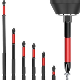 Magnetic Driver Drill Bits 6Pcs 6.25mm x25mm/50mm/65mm/70mm/90mm/150mm Waterproof Rustproof Hard Metal Long Professional Heavy Duty PZ2 Impact Pozi Screwdriver Sets for Dewalt Milwaukee Makita Bosch