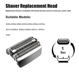 S8 Series 8-83M Blades Compatible with Braun Series 8 Electric Razor for Men, for S8 Wet&Dry Replacement Head, Upgrade Foil & Cutter for Braun 8 Series Shave Head Model