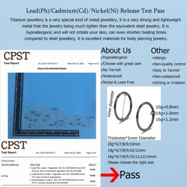 Lantine 16g 8mm Septum Rings Grade 23 Titanium Black Hinged Seamless Nose Rings Hoops Clicker Sleeper Top Cartilage Daith Rook Tragus Lip Eyebrow Piercing Hoop Earrings