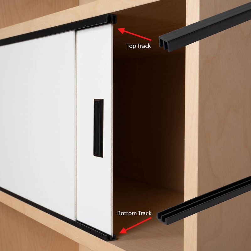 1/8" Panel Sliding Door Track – 48" Black Plastic Upper